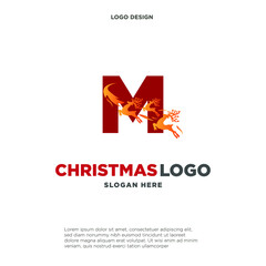 Letter M Logo christmas hand drawn for company