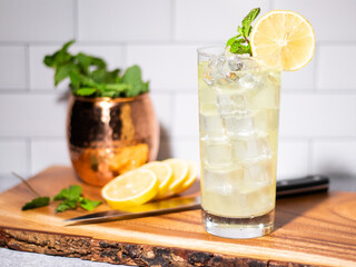 fresh lemonade with mint and lemon