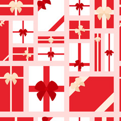 Seamless pattern with gift boxes. Vector illustration. © Yulia
