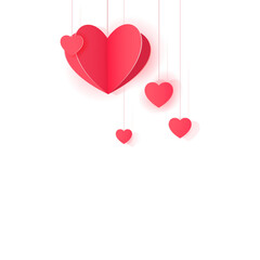 Hanging paper hearts clip art for design and decor.