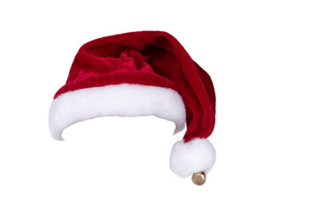 Santa Claus helper hat costume isolated on white background for Christmas and New Year holiday seasonal celebration design decoration