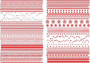 刺繍、ステッチ　Illustrator用ブラシ素材セット