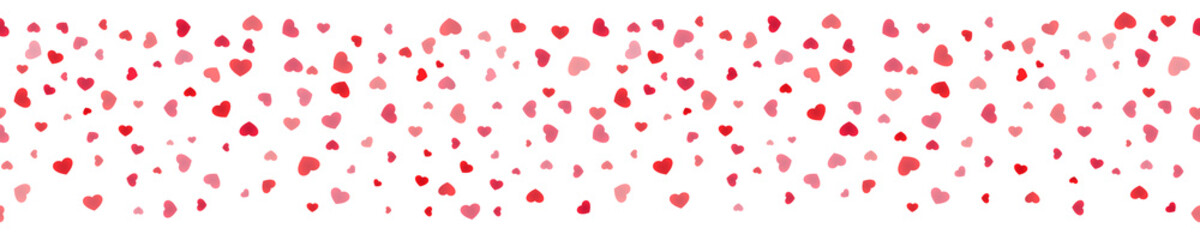 Seamless line with scattered hearts for package decoration, banner design, framing and edging.