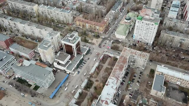 Aerial photography of a cityscape in summer on a sunny day