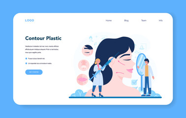 Cosmetologist concept web banner or landing page, skin care