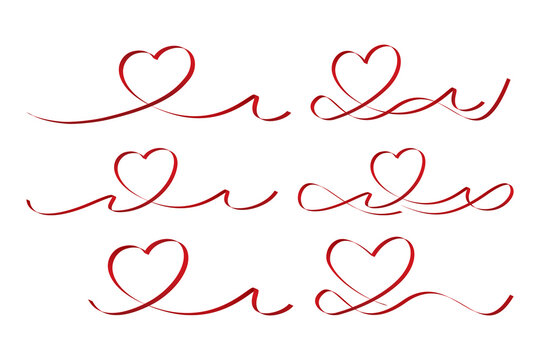 red ribbon heart on white background. valentines day concept. vector illustration