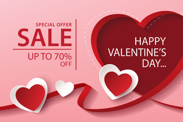 happy valentine's day sale banner design. vector illustration