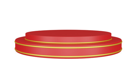 red podium on white background. 3D illustration