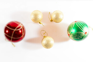 Multicolored Christmas balls isolated on the white background