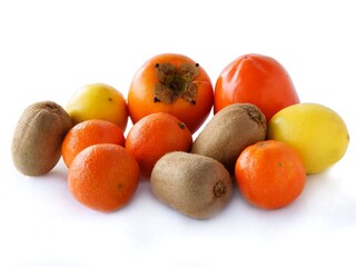 various multicolor fruits as tasty vegetarian food 
