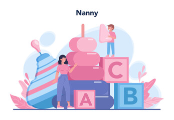 Babysitter service or nanny agency concept. In-home babysitter