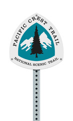 Vector illustration of the Pacific Crest Trail road sign on post - 400787254