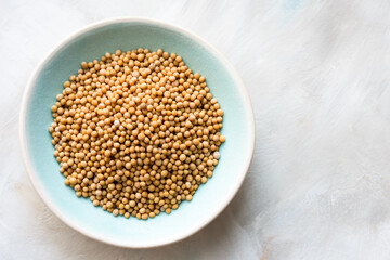 Yellow Mustard Seeds in a Bowl