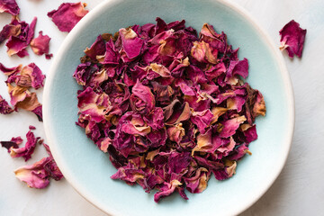 Dried Rose Petals in a Bowl