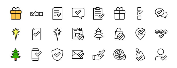 A simple set of claim related vector line icons. Contains icons such as security guarantee, received document, read message, verification, quality and much more. Editable Bar. 480x480