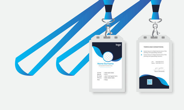 Modern Blue Id Card Design Template