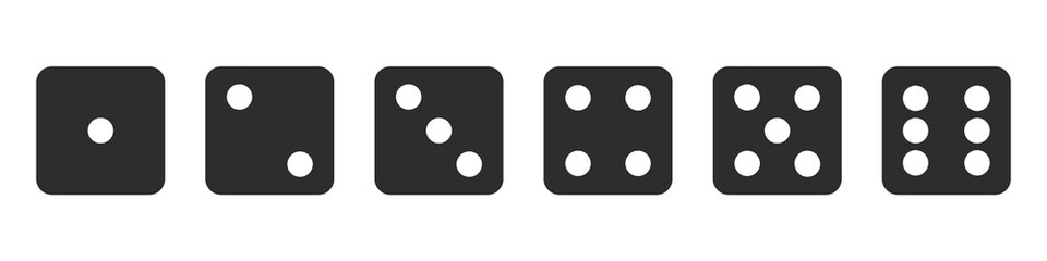 Set of game cubes isolated on white background, dice simple icons