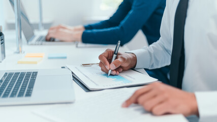 close-up. image employees work with financial documents.