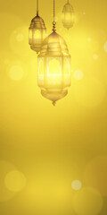 Obraz premium ramadan kareem lantern candle vertical eid mubarek background