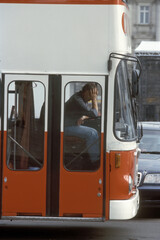 Stadtbusfahrer macht Pause