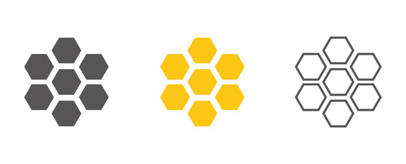 Obraz premium Honeycomb set vector illustration isolated on the white background.