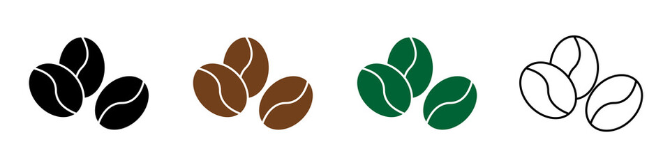 Set of coffee beans logo. Isolated coffee beans isolated on white background
