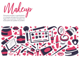 Makeup cosmetics and makeup in studio or shop