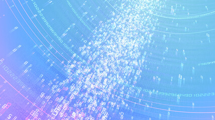 Cloud Server Big Data AI Stream Digital Network Technology 3D illustration.