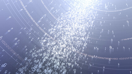 Cloud Server Big Data AI Stream Digital Network Technology 3D illustration.