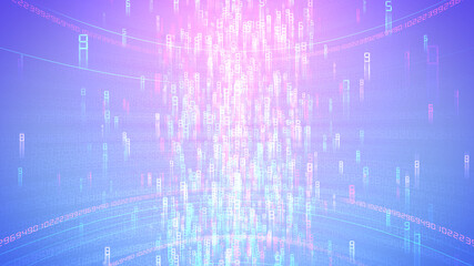 Cloud Server Big Data AI Stream Digital Network Technology 3D illustration.