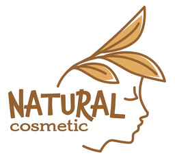 Obraz premium Natural cosmetic product, leaves and girl profile