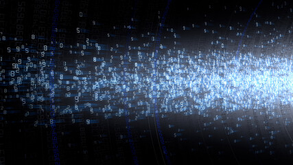 Cloud Server Big Data AI Stream Digital Network Technology 3D illustration.