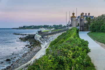 Cliff walk in Newport, RI, is a 3.5 mi path, following the shoreline, with great views of the ocean...