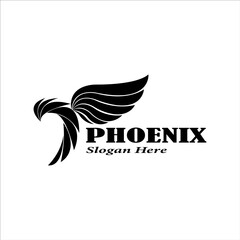 Phoenix bird black simple logo vector
