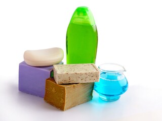 multicolor cosmetic liquids for wahing and hygienic body care
