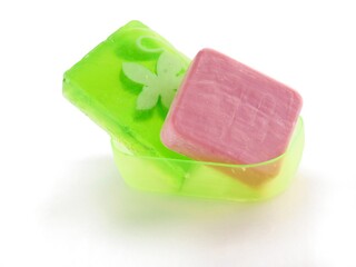 various,fragrant multicolor soaps in my bathroom 