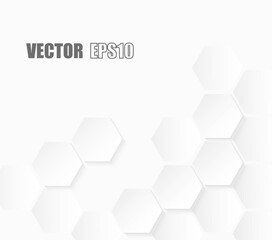 Abstract. Paper hexagon white background. light and shadow. Vector.