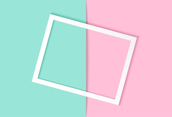 Colorful pastels paper art style abstract background design with shadows. Vector.