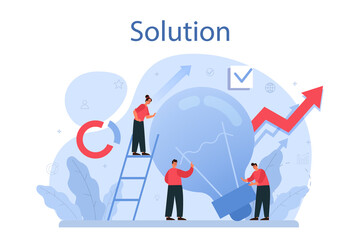 Solution concept illustration. Solving the problem and finding