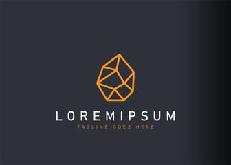 Fototapeta premium Minimalist crystal logo design. Icon vector illustration of geometric crystal. Modern logo design with line art style.