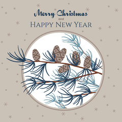 Christmas card with pine branches