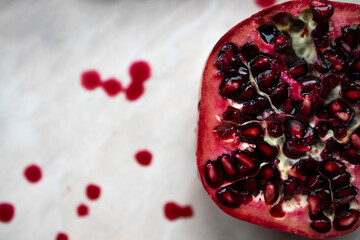 Sliced fresh pomegranate