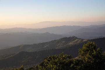 Sunset view of  Doi Chang, Chiang Rai Province in Thailand