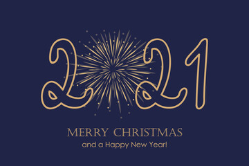 happy new year 2021 typography with fireworks vector illustration EPS10