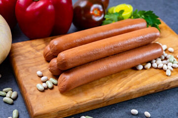 Tasty vegan sausages made from vegetarian plant based imitation meat