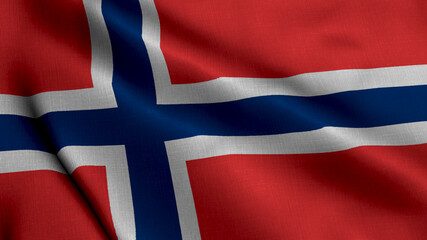 Norway Satin Flag. Waving Fabric Texture of the Flag of Norway, Real Texture Waving Flag of the Norges