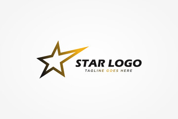 Obraz premium Gold Star Logo. Black and Gold Gradient Shape Star Icon Line Style isolated on White Background. Usable for Business and Branding Logos. Flat Vector Logo Design Template Element.
