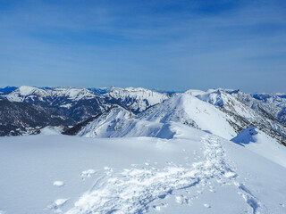 Fototapeta na wymiar Karwendel - Schneeschuhtour auf die Fleischbank