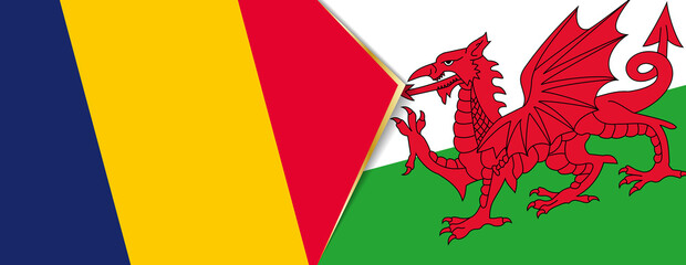 Chad and Wales flags, two vector flags.