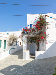 A narrow side street in Chora, old town. Folegandros, Greece.